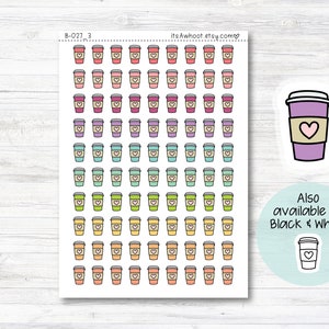 Coffee Stickers, Coffee Icon Planner Stickers - Doodle Coffee Stickers (B027_3)