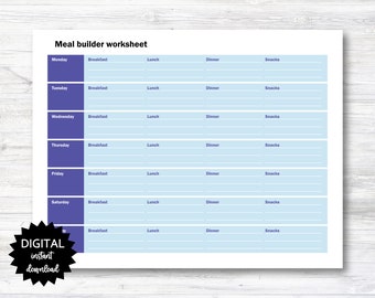 Meal Builder Worksheet - PRINTABLE (N010)