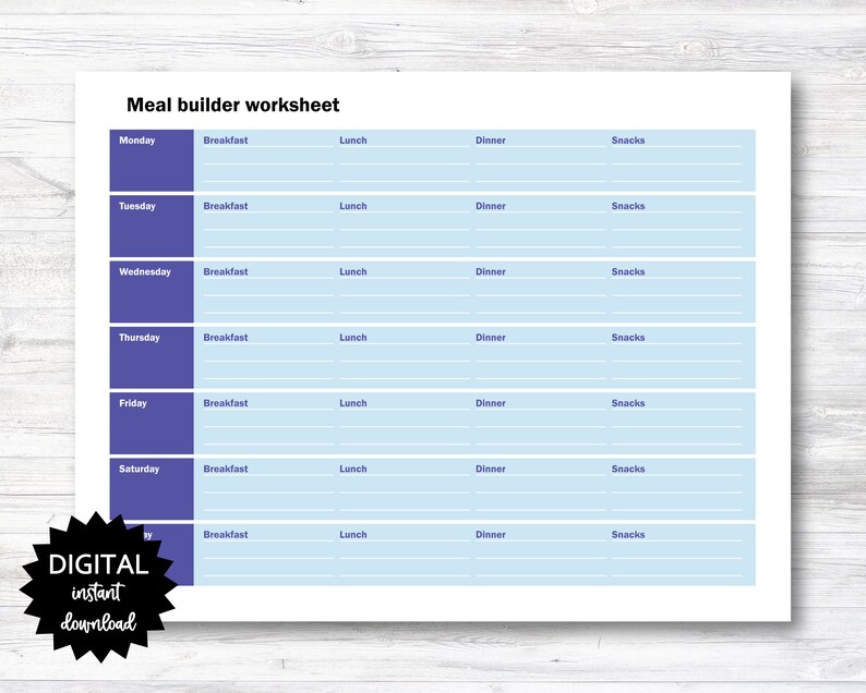 Weight Watchers Meal Builder Worksheet Printable WW Meal - Etsy