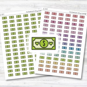 Mini Doodle Money Payday Vinyl Planner Stickers - S014 - Stickeriffic