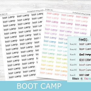 BOOT CAMP Script Planner Stickers - Multiple Fonts/Colors Available (A067)