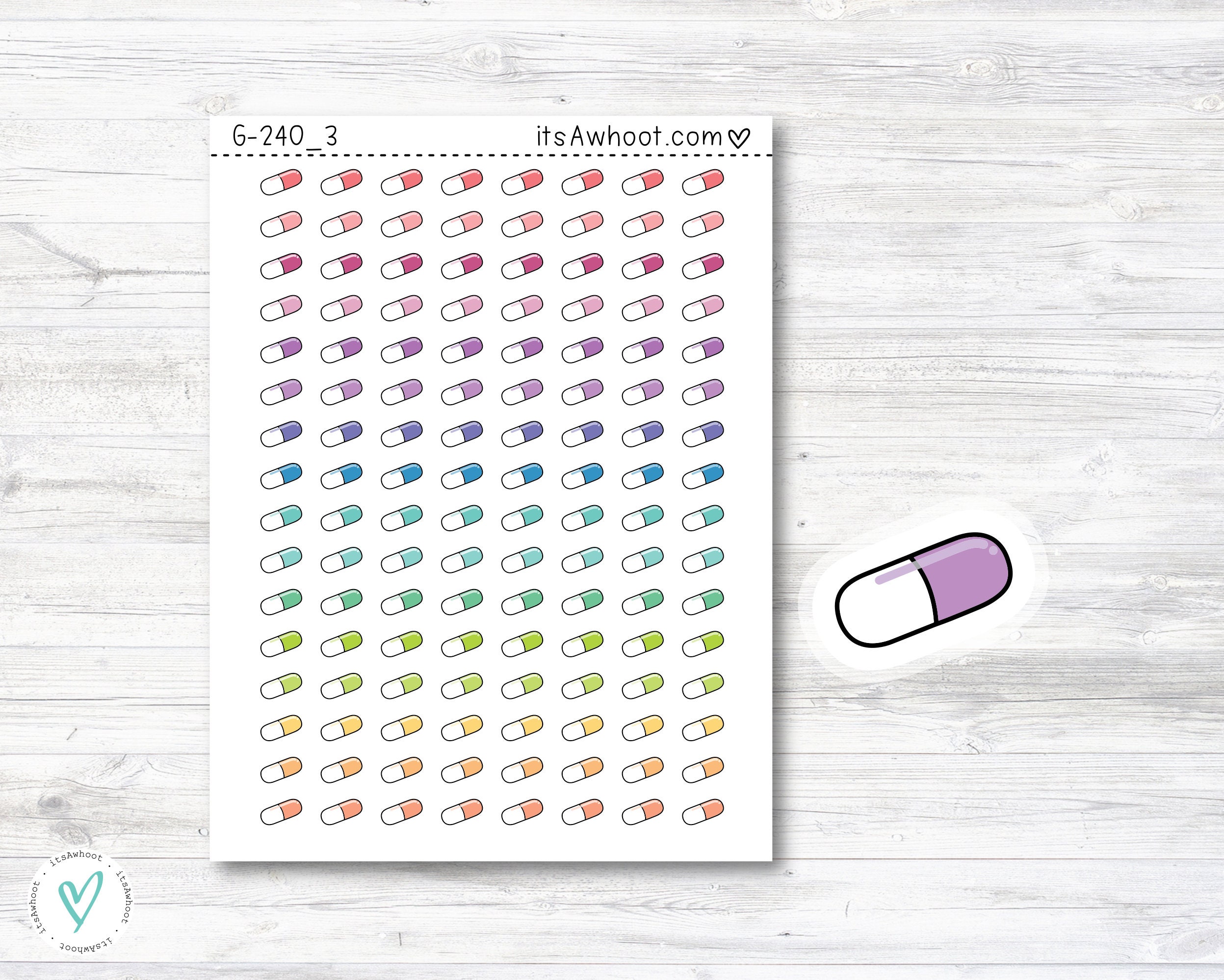 Pills Icon Planner Stickers, Medicine Doodle Planner Stickers ...