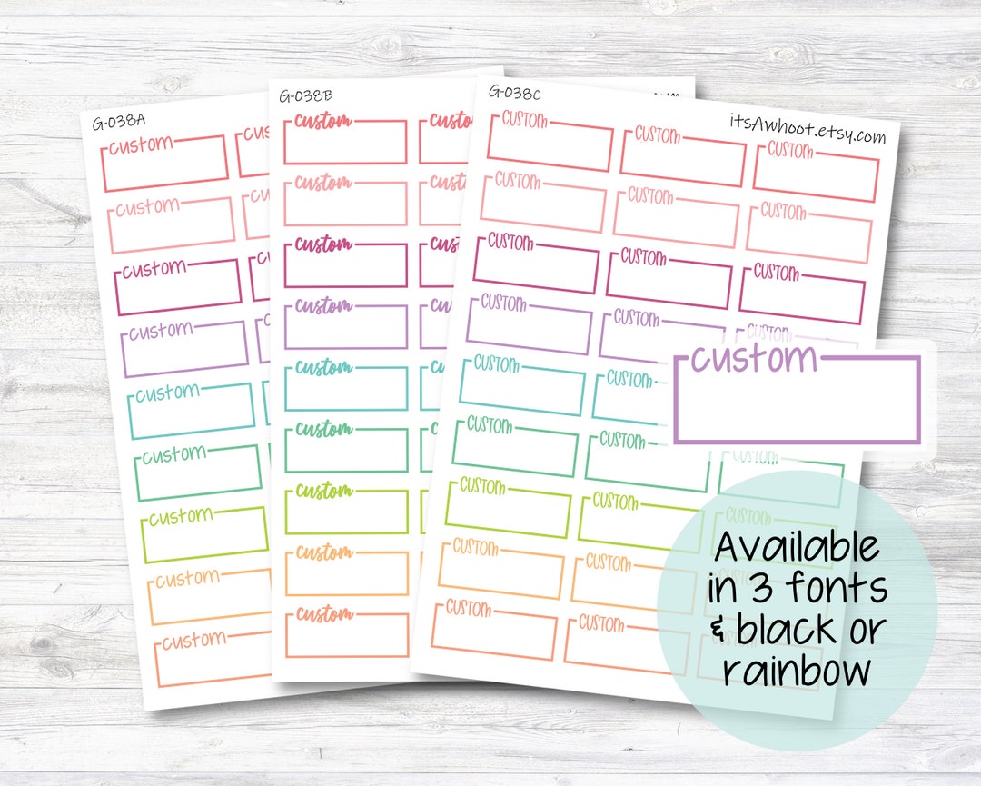 Personalized Script Box Label Planner Stickers With Your Custom Text ...