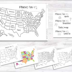 Places I've... USA United States Tracker Map Sticker - Dashboard Sticker (F011)