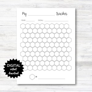 Hexagon Habit Tracker Printable, Habit Tracker, 100 Days To Habit Digital Download Planner Page - PRINTABLE (N039)