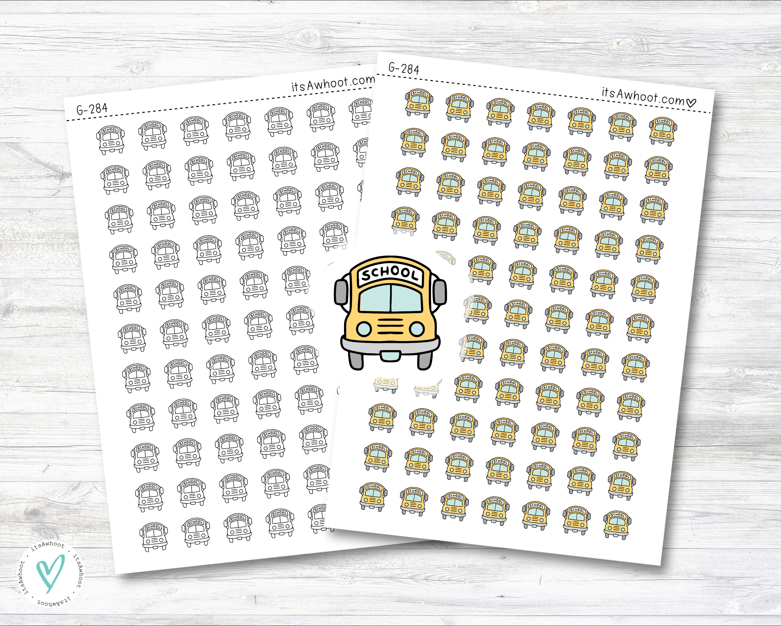 School Bus Planner Stickers, Doodle School Bus Icon Stickers (G284) - Etsy
