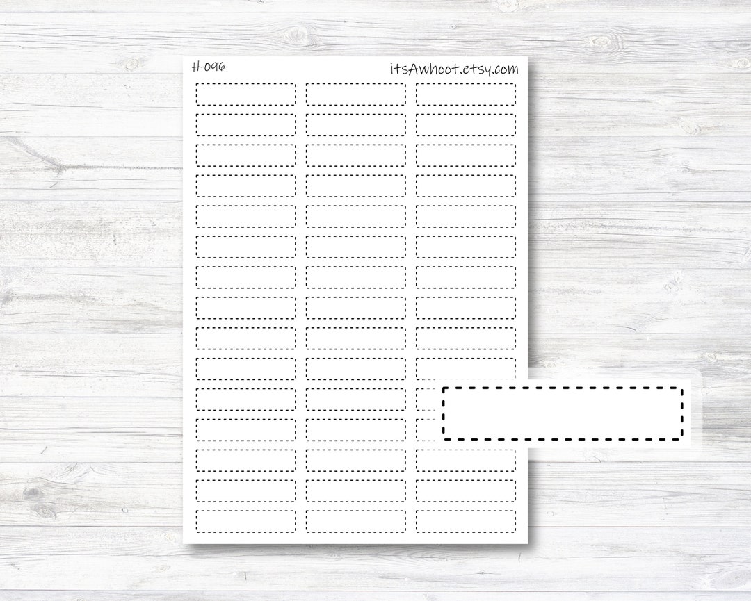 Small Blank Dash Box Label - .4", Box Label Planner Sticker - DASH ...