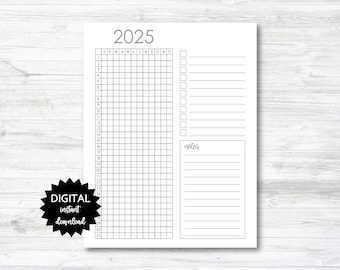 2025 Year/Month Habit Tracker Printable, Habit Tracker, Digital Download Habit Tracker - PRINTABLE (N020_2)