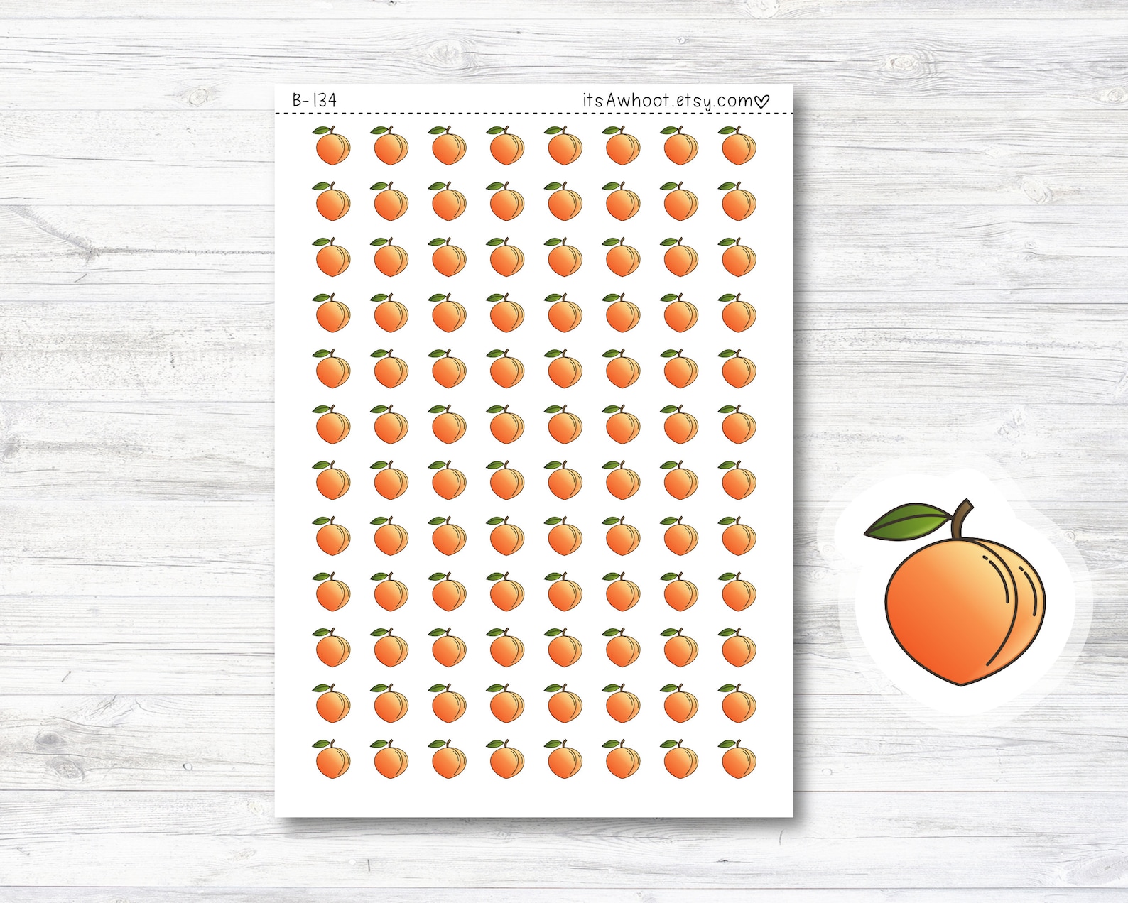 Peach Icon Planner Stickers, Peach Stickers (B134) - Etsy
