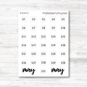 May Calendar Date Stickers (B074-5)