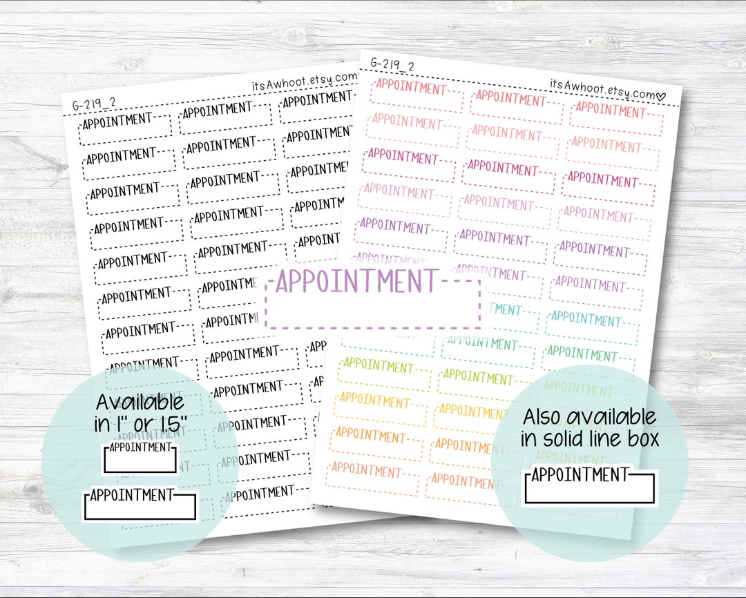 APPOINTMENT Quarter Box Label Planner Stickers - One Inch or 1.5" Inch ...