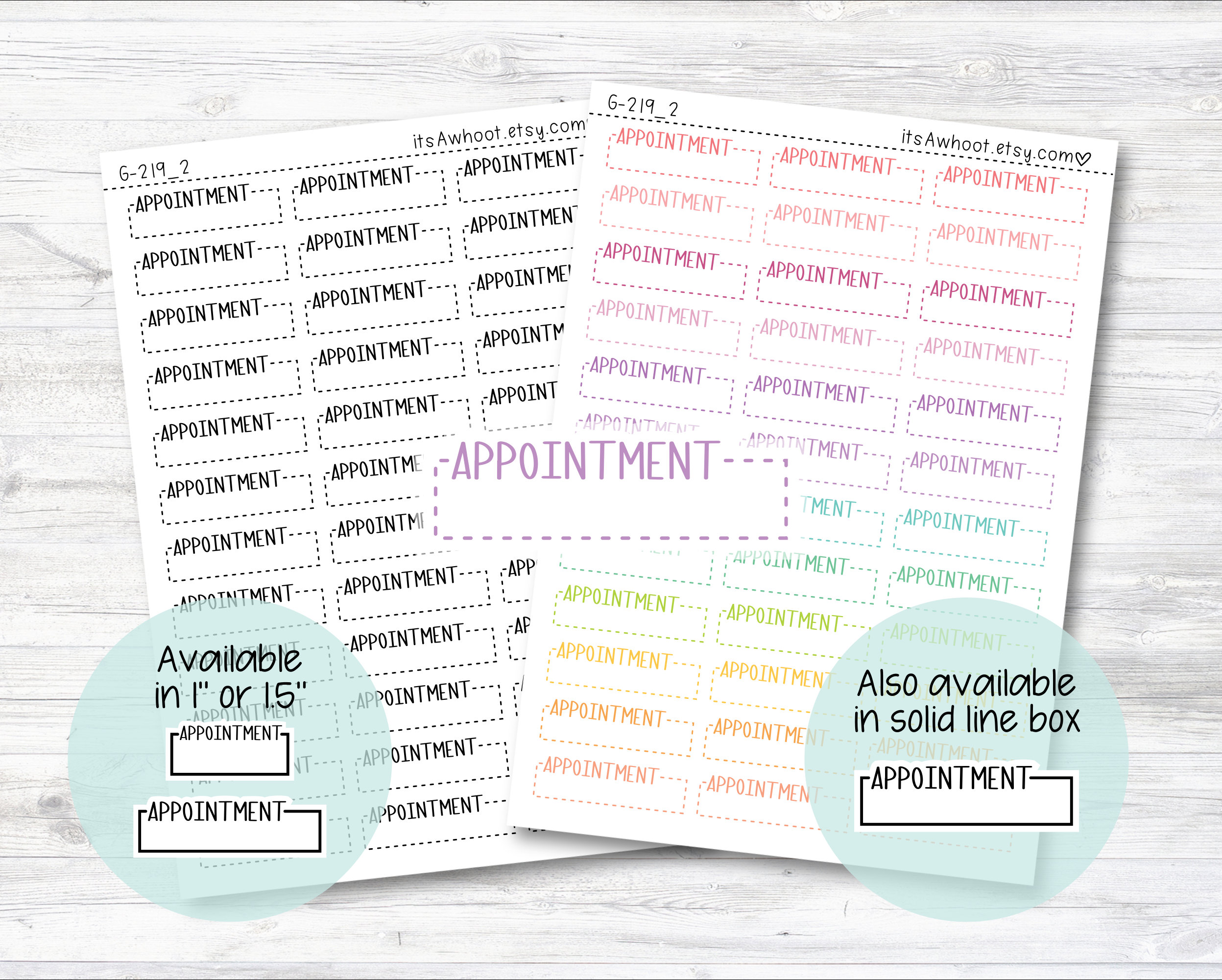 APPOINTMENT Quarter Box Label Planner Stickers - One Inch or 1.5" Inch ...