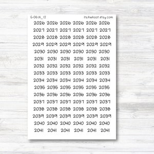 Year Script Planner Stickers - 2026 - 2041 Stickers - SMALL (G061_12)