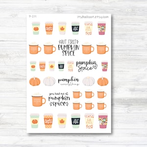 Pumpkin Spice Stickers, Pumpkin Spice Latte Planner Stickers (B211)