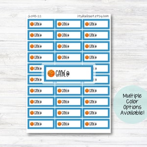 Basketball Game Planner Label Stickers - Multiple Color Options (G098)
