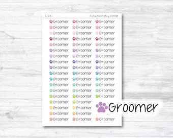 Groomer Planner Stickers - Rainbow Color Paw Print (G041)