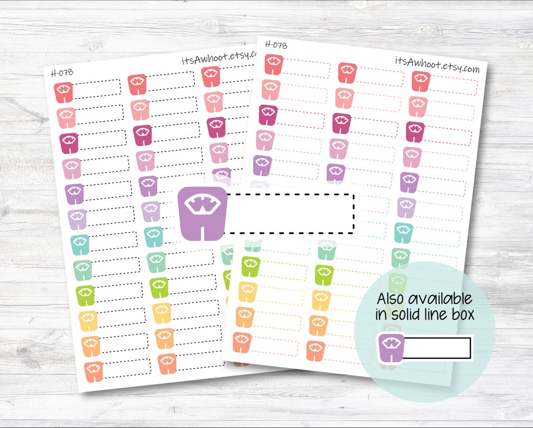 Scale Quarter Box Label Planner Stickers, Weight Scale Stickers - Dash ...