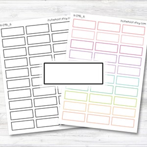 Large Blank Solid Line Box Label - .6", Box Label Planner Sticker, Hour Box Label - SOLID (H096_6)