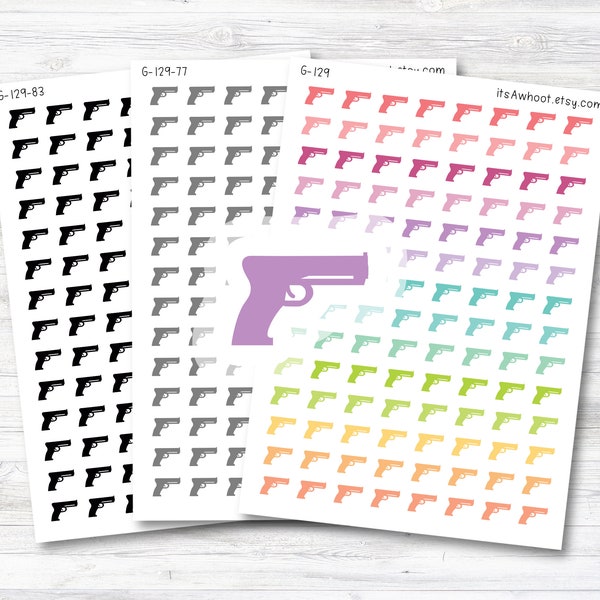 Gun Stickers, Shooting Range Planner Stickers, Gun Cleaning Planner Stickers, Handgun Stickers (G129)