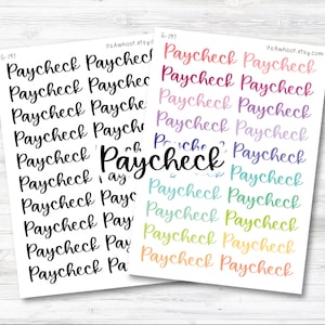 PAYCHECK Script Header Stickers, Paycheck Planner Stickers (G197)