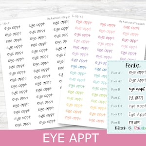 EYE APPT Script Planner Stickers - Multiple Fonts/Colors Available (G116)