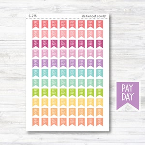 Pay Day Flag Stickers, Pay Day Planner Stickers (G275)