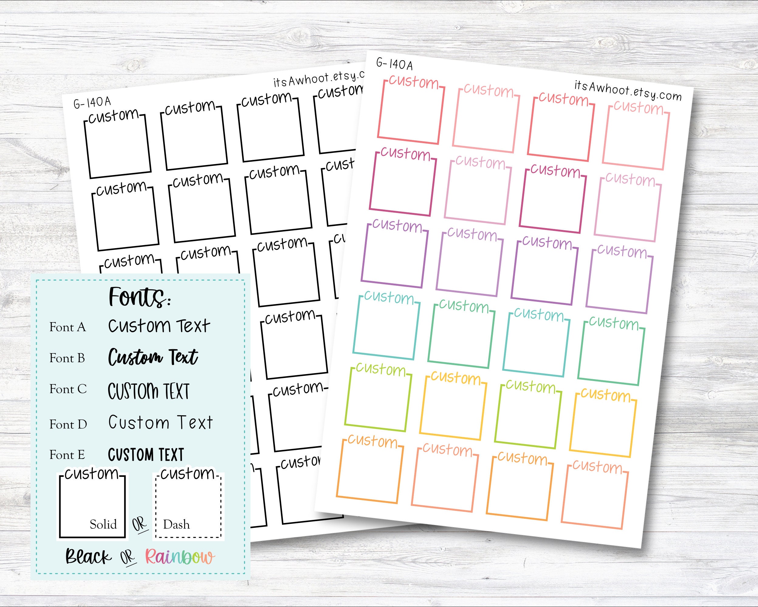 Personalized Script Box Label Planner Stickers With Your Custom Text ...