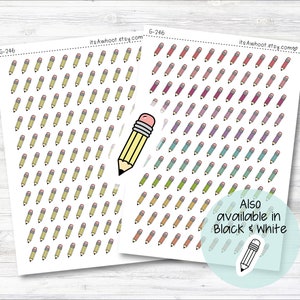 Pencil Icon Planner Stickers, Pencil Doodle Planner Stickers, Pencil Stickers (G246)