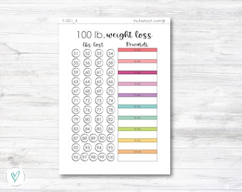 100 Lb. Weight Loss Dashboard Sticker, Weight Loss Rewards Stickers, Pounds Lost Sticker - 100 Lbs Lost (F001_4)
