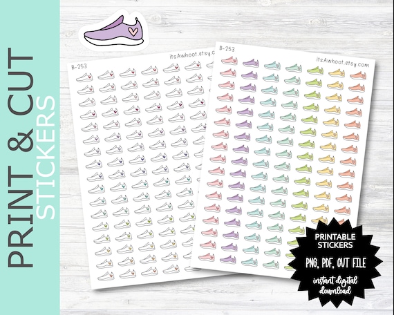Hardlopen wandelen doodle schoenen PRINT CUT planner stickers
