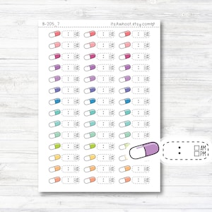 Pill Time Tracking Planner Stickers, Medicine Doodle Planner Stickers, Medication Tracking Reminder Stickers (B205_7)