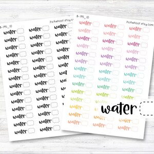 Water Stickers, Water Script Planner Stickers (B195_10)