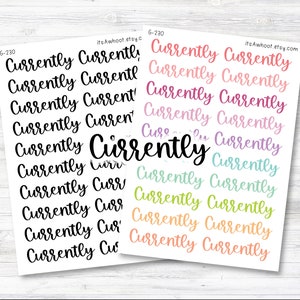 CURRENTLY Script Header Stickers, Currently... Planner Stickers (G230)