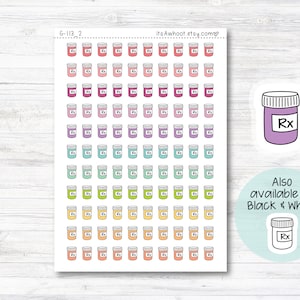 Prescription icon Stickers, Prescription Planner Stickers, Doodle Prescription Stickers (G113_2)