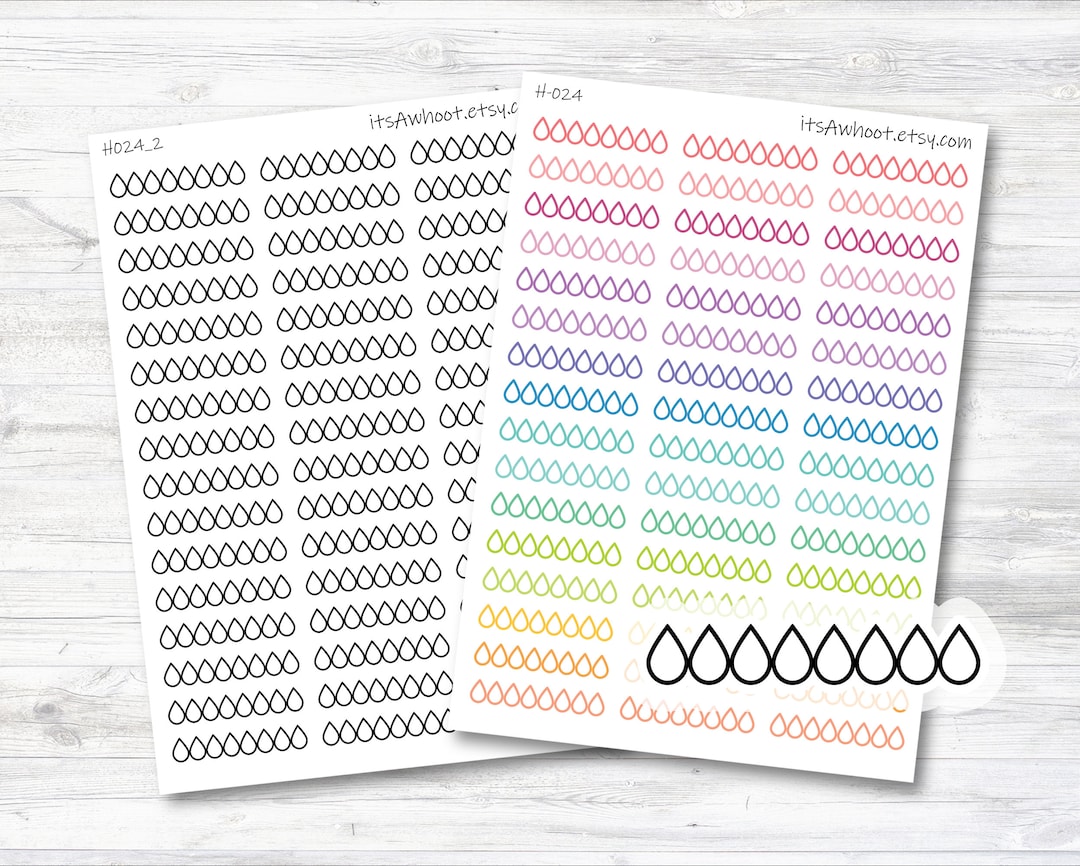 Water Tracker Stickers, Hydrate Planner Stickers - Black or Rainbow ...