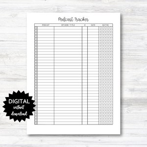 Podcast Tracker Printable, Podcast Tracker, Podcast Tracker Digital Download - PRINTABLE (N046_5)