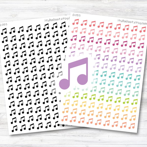 Music Planner Stickers - Rainbow, Music Note, Music Icon (G083)