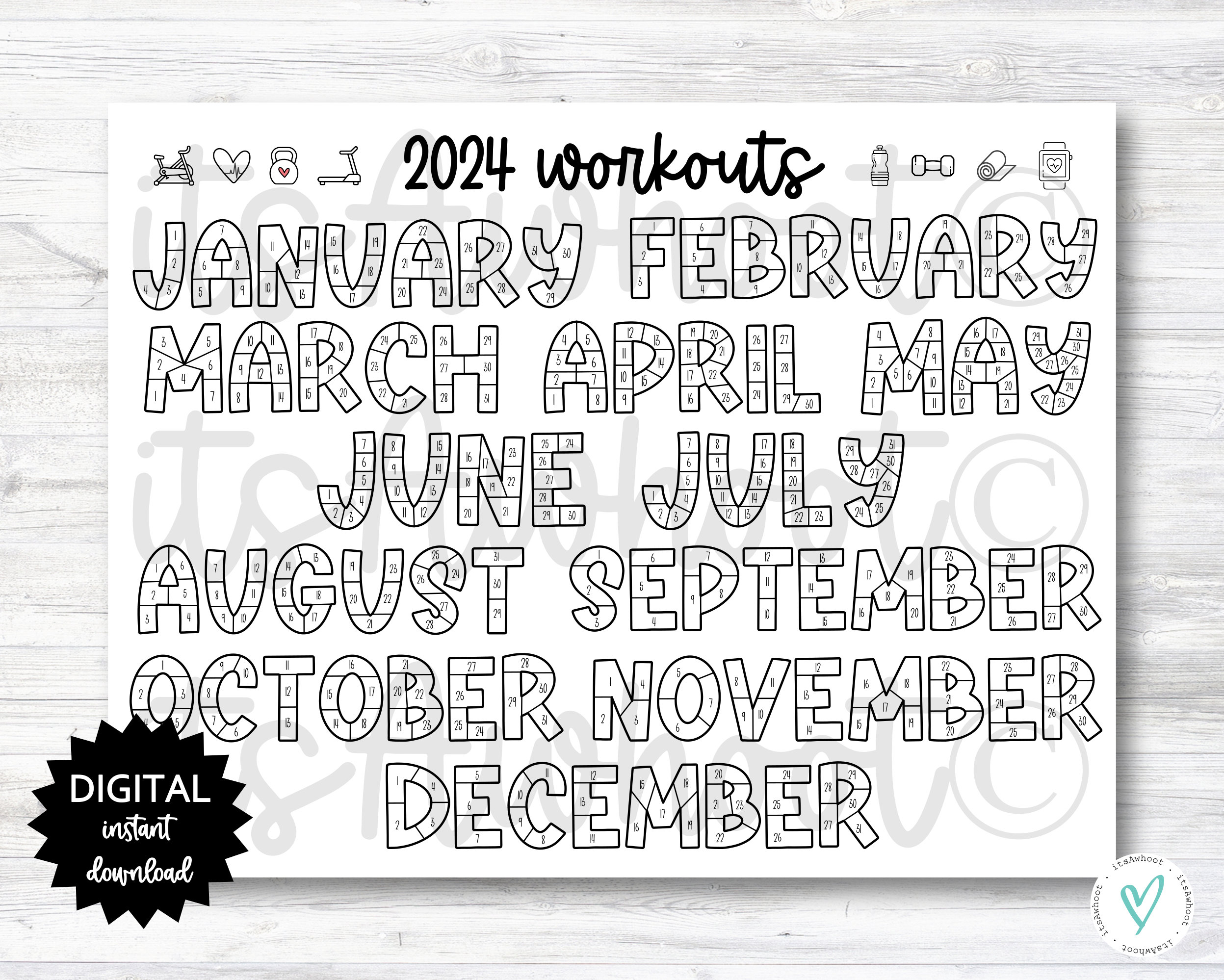 2024 Workouts Tracker Coloring Page Printable, Coloring Workout Calendar, Year Workout Tracking Coloring Sheet PRINTABLE N001_4 - Etsy 2024 Workouts Tracker Coloring Page Printable, Coloring Workout Calendar, Year Workout Tracking Coloring Sheet PRINTABLE N001_4 - Etsy