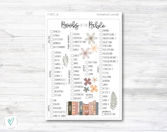 Books of the Bible Checklist Sticker, Books of the Bible Tracker - Sorted by GENRE (F007_6)
