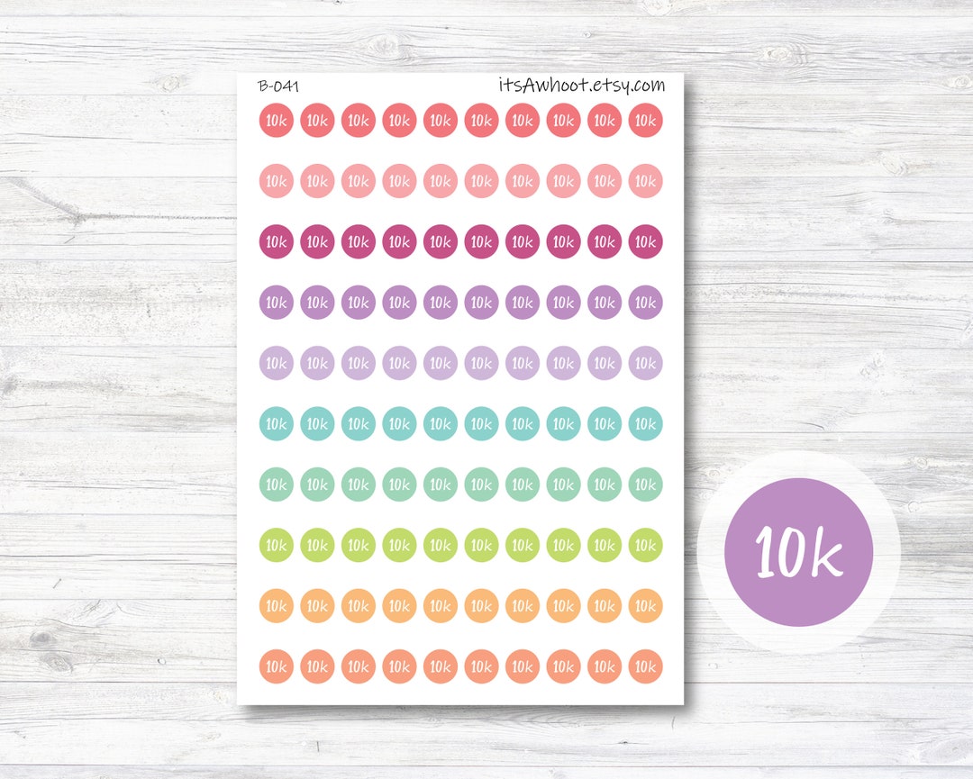 10k Steps Stickers - Small/100 Ct. (B041) - Etsy
