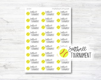 Softball Tournament Planner Stickers, Script Softball Stickers (G064)
