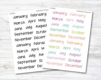 Month Script Planner Stickers (G024A)