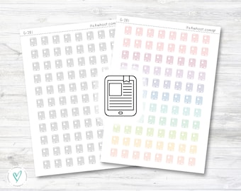 EReader icon Stickers, EBook icon Planner Stickers - .5" (G281)