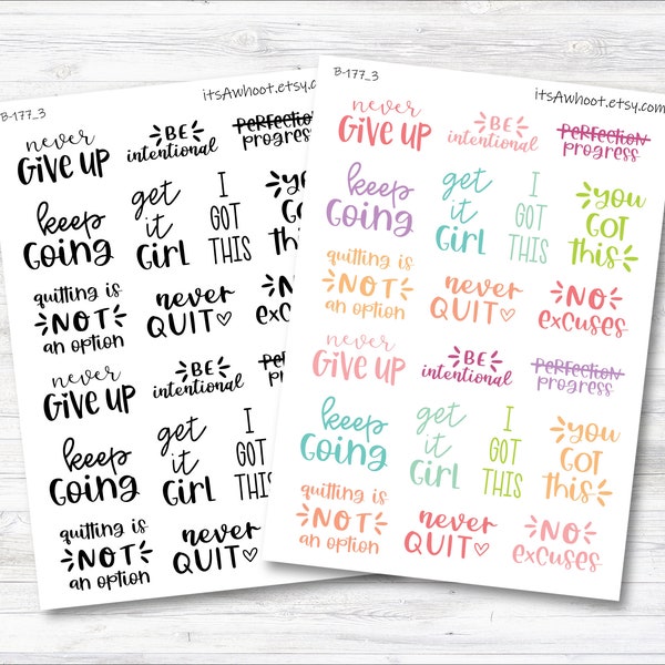 Wellness Motivation/Inspiration Script Stickers (B177_3)