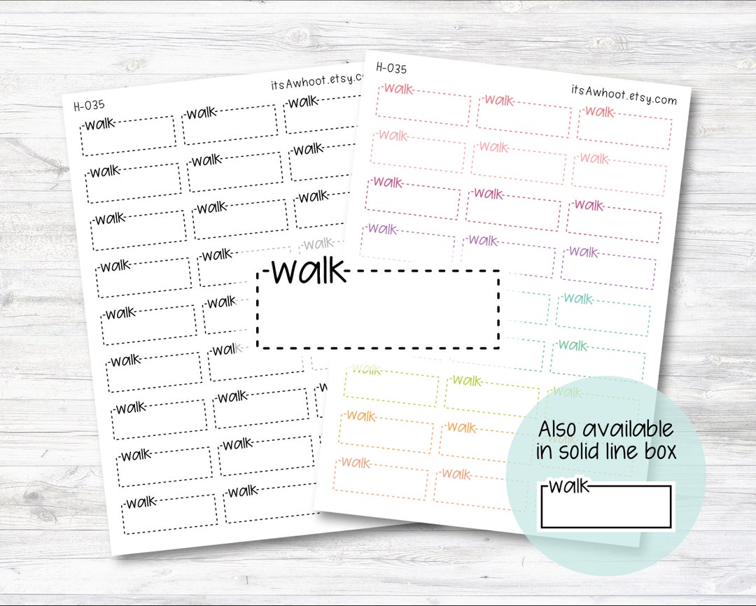 WALK Quarter Box Label Planner Stickers - Dash or Solid (H035) - Etsy