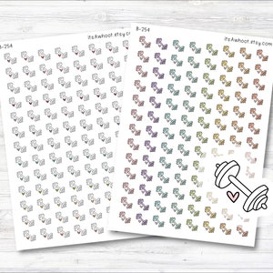 Weights / Dumbells Doodle Planner Stickers, Doodle Dumbbell Stickers (B254)