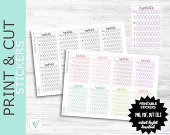 Hydrate / Water Sidebar PRINT & CUT Planner Stickers (H092PC)