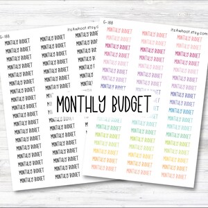 MONTHLY BUDGET Script Planner Stickers (G188)