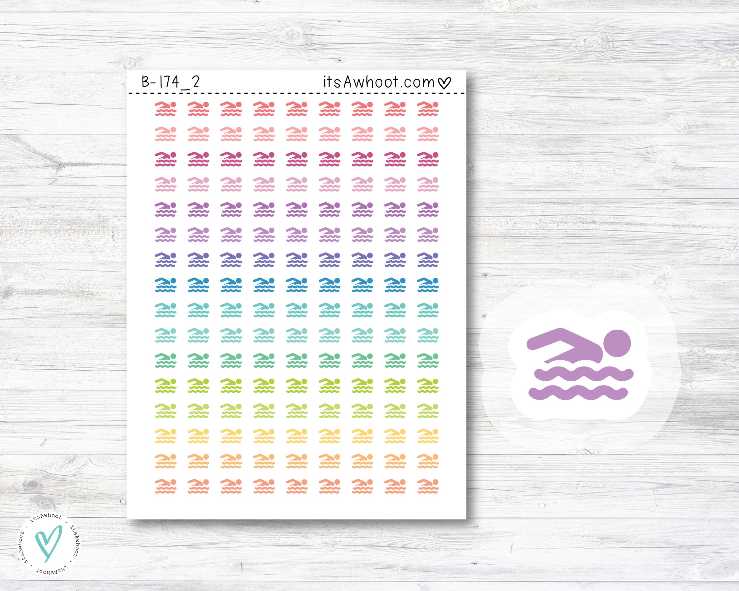 Swimming Planner Stickers, Swimming Icon Stickers - Mini .25" Tall ...