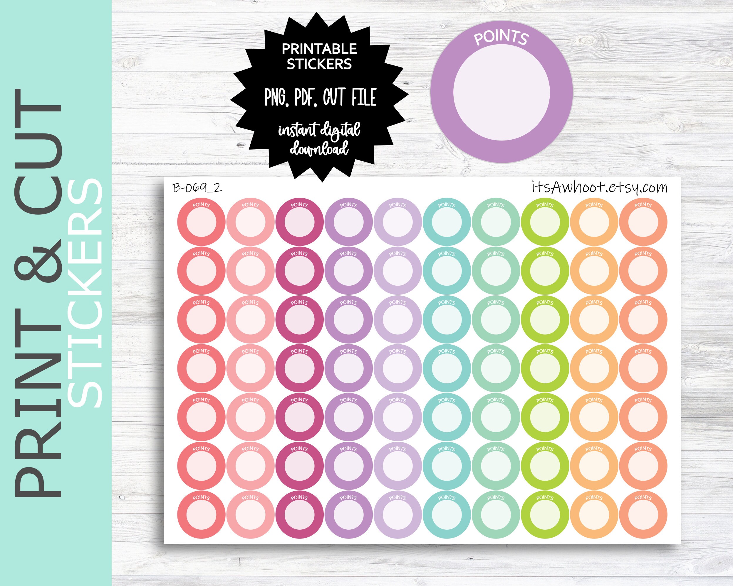 Points PRINT & CUT Planner Stickers B069PC - Etsy